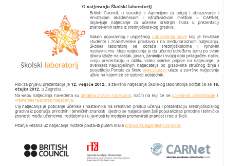 Sudjelujte u Školskom laboratoriju slave!
